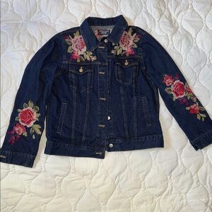 Johnny Was Embroidered Denim Jacket Women’s Medium Floral Boho Western Festival